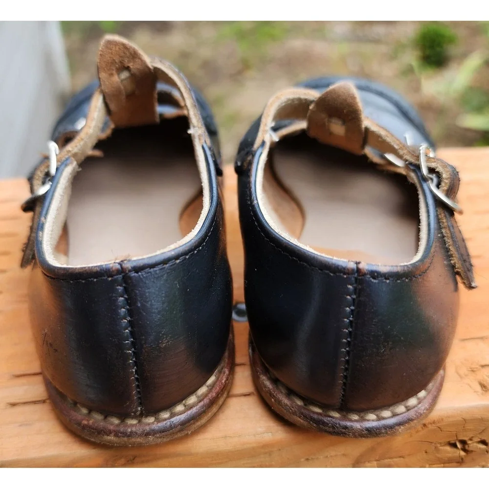 Handmade Black Leather Toddler 7.5 or 8‎ Double Buckle Mod Retro Dress Shoes